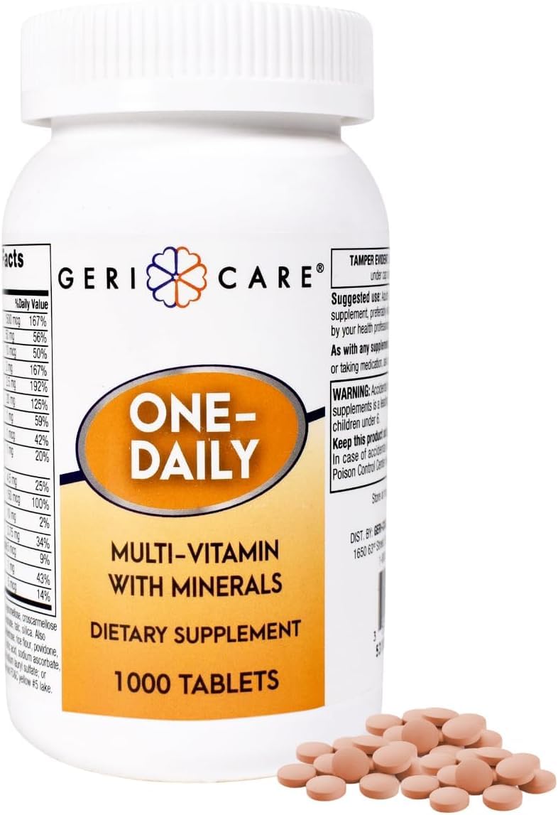 GeriCare One-Daily Multivitamins with Minerals for Men & Women (1000 Tablets) High-Potency Multi-Vitamin & Multimineral Dietary Supplement for Immunity, Energy| Complete Daily Nutritional Support 1000 Count (Pack of 1)