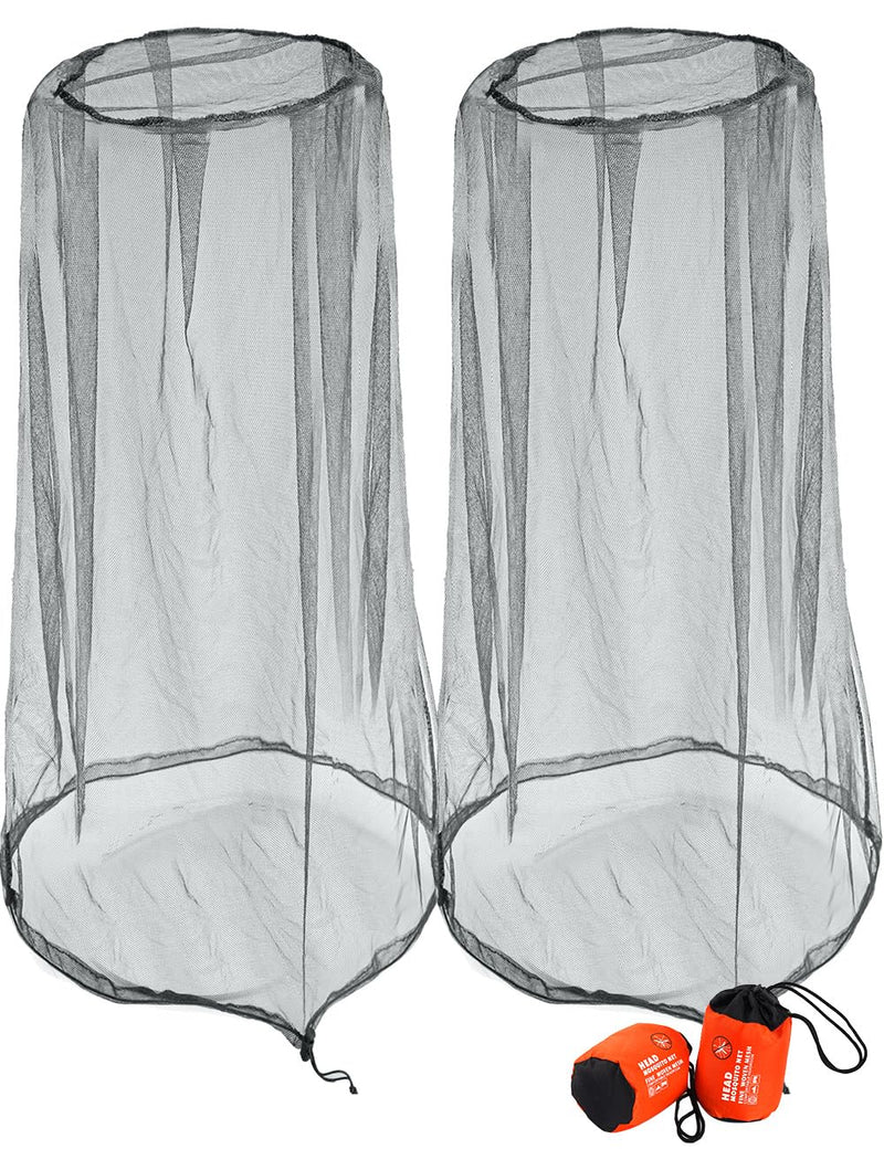 [Australia] - Wohohoho Mosquito Head Net Mesh With Drawstring, Bug Face Shield for Hats, Beekeeper Mask Protection for Men & Women Against Midges, Bugs & Gnats (2 Packs, Grey, Updated Big Net) 2pcs Gray 