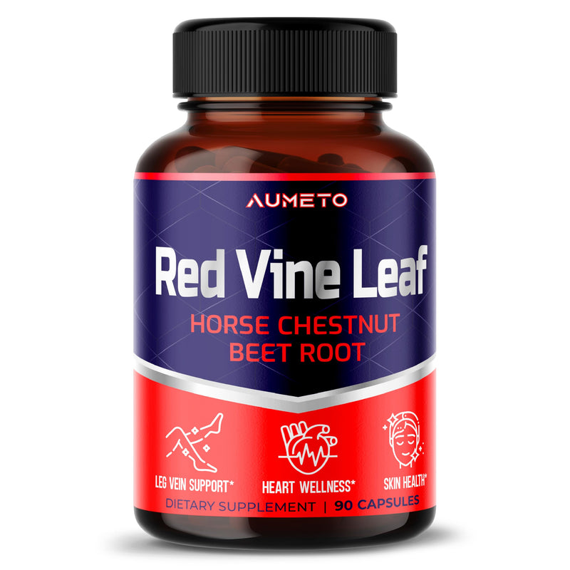 [Australia] - Red Vine Leaf Supplement with Horse Chestnut, Beetroot, Ginger - Natural Support for Vein Strength and Circulation Wellness- Made in The USA (90 Count (Pack of 1)) 90 Count (Pack of 1) 