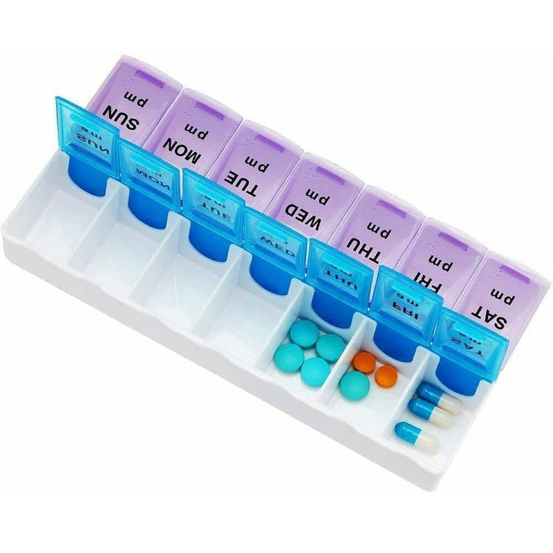 Extra Large Pill Organizer, XL 7 Day Pill Organizer 2 Times a Day, Weekly Daily Pill Case, Day Night Oversized Medicine Box, Vitamin Holder, Big Pill Container