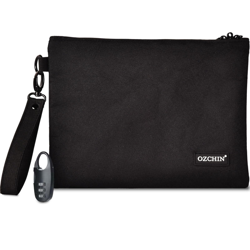 [Australia] - OZCHIN Smell Proof Bag with Combination Lock Smell Proof Bags Carbon Lining Tobacco Pouches 11 x 8 inch Durable Organizer Odorless Medicine Bag Lockable Odors Bag(Black) Black 
