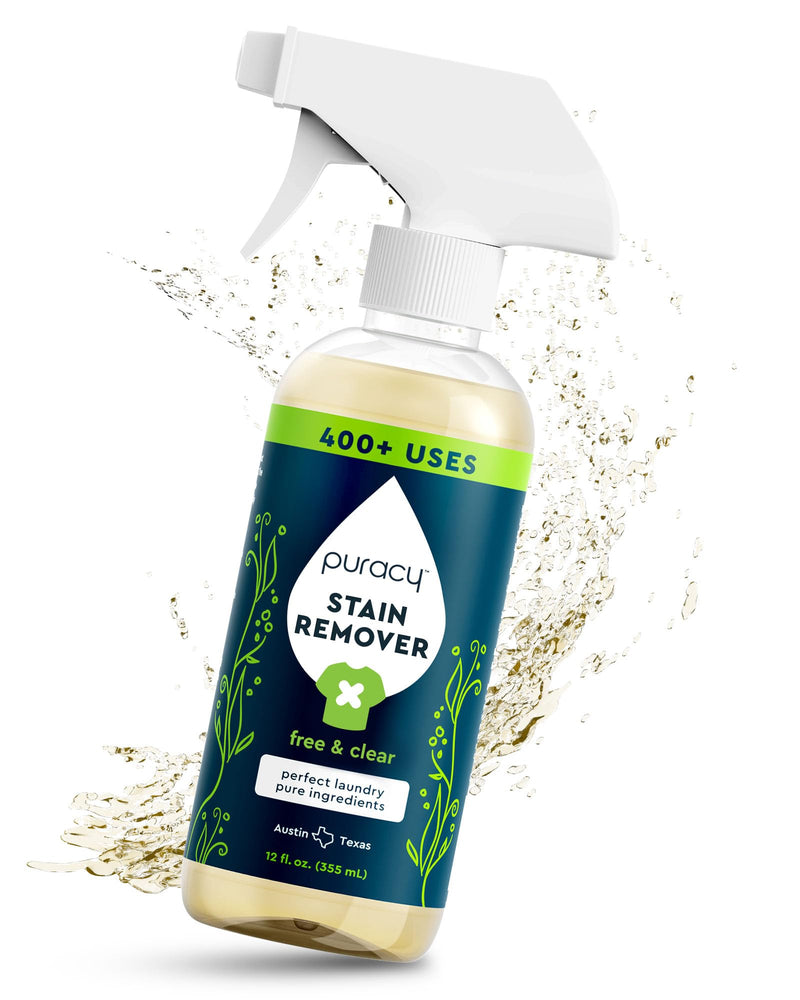 [Australia] - Puracy Stain Remover Cleaning Spray - Enzyme-Powered Stain Remover Spray As Seen on TikTok, Natural Travel Stain Remover for Clothes Free & Clear, 12 oz Free&Clear 12oz 