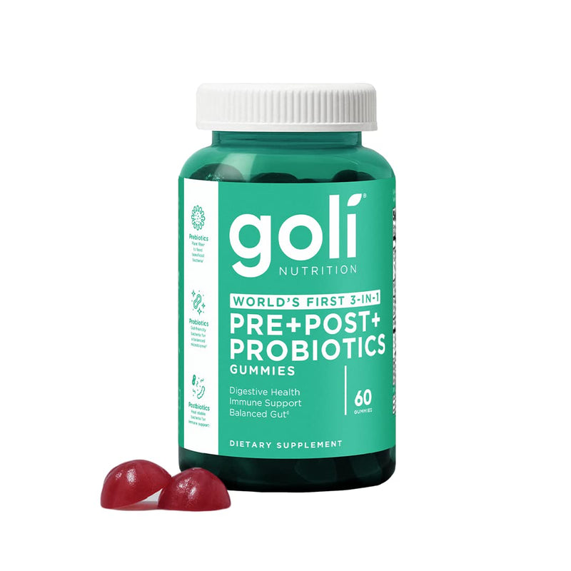 [Australia] - Goli Nutritional Supplement, Pre+Post+Probiotics Gummy - 60 Count - World's First 3-in-1 Gluten-Free, Vegan, Non-GMO, and Gelatin-Free. Watermelon 60 Count (Pack of 1) 