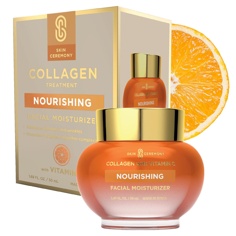 Collagen & Vitamin C Moisturizer - Brightens Skin, Reduces Fine Lines & Wrinkles - Anti-Aging, Dermatologist Tested, Clean Beauty, Korean Skin Care - 1.69 FL.OZ. Collagen & Vitamin C
