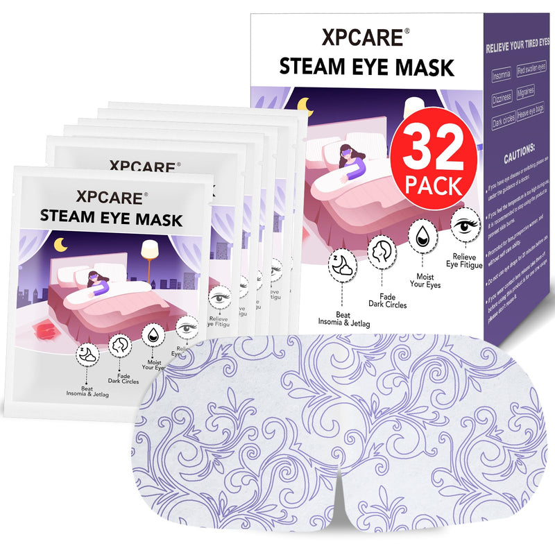 [Australia] - XPCARE 32 Pack Steam Eye Masks for Dry Eyes, SPA Warm Sleep Eye Mask, Disposable Heated Eye Mask for Dark Circles, Puffy Eyes, Relief Stress Eye Fatigue(Unscented) Unscented 1 Count (Pack of 32) 