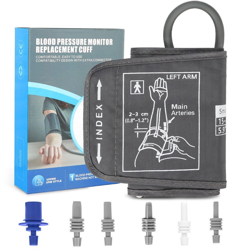 [Australia] - 5.9"-9.5" Small Blood Pressure Cuff Arm - BP Replacement Cuff for Individuals with Thin Tiny Upper Arms, 6 Size Connectors Compatible with Omron and Other Brands, Workable with Your Own Adapter 