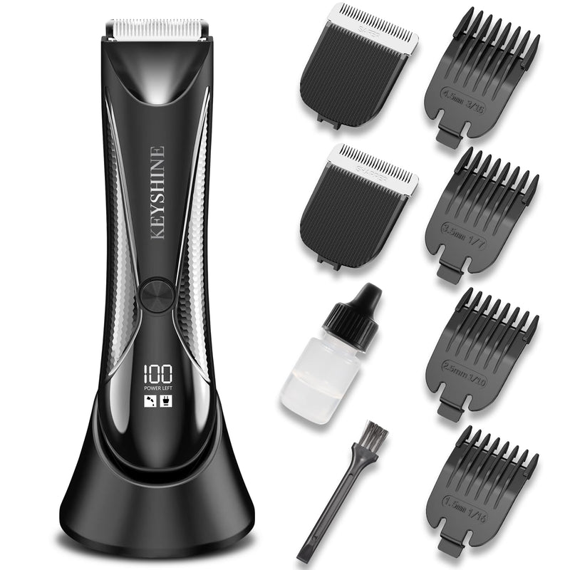 [Australia] - Keyshine Electric Body Hair Trimmer for Men: Waterproof 2-in-1 Groin Hair Trimmer for Beard Hair Chest Hair Armpit Hair Legs Hair Pubic Hair (Black-2) 