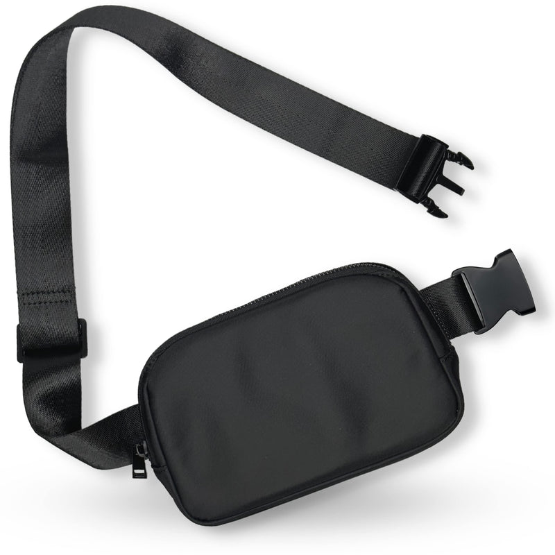 Boutique Belt Bag | Crossbody Fanny Pack for Women | Fashionable Cute Mini Everywhere Bum Hip Waist Pack | Small Fashion Travel Chest Bag | Matte Black | Adjustable Small Strap Black Midnight Small Strap Length