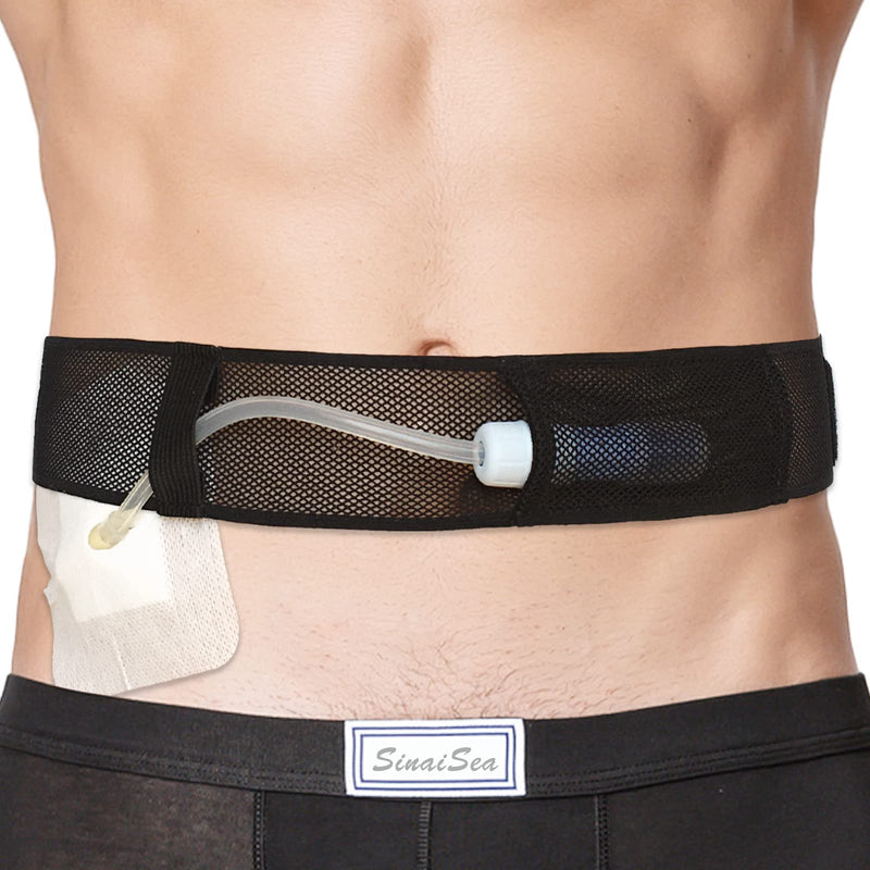 [Australia] - Peritoneal Dialysis Belt Breathable Mesh PD Catheter Holder Belt for Secure Stomach Abdominal Feeding Peg G J Tube Supplies Patients Women Men Adults Black, Medium Medium (Pack of 1) 