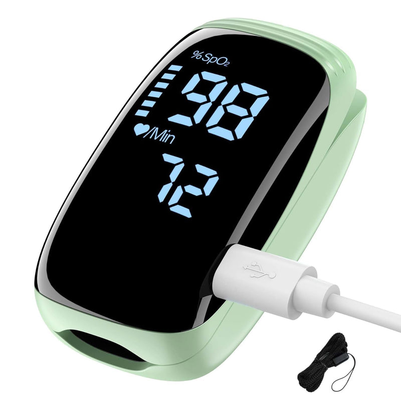[Australia] - Oxygen Meter Finger Pulse Oximeter, Fingertip Blood Oxygen Saturation with Pulse Monitor Rechargeable, Accurate Fast Spo2 Reading for Home, Outdoor Sports, Wide Use (Green) 