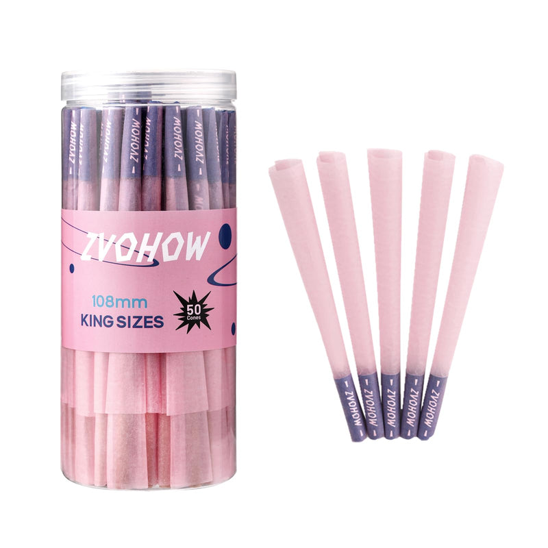 [Australia] - Pink Pre rolled Cones 50 PACKS - 4.25inch Classic King Size Rolling Paper With Packing Sticks and Tips- Pink Cones Rolling Paper (50Packs) 50packs 