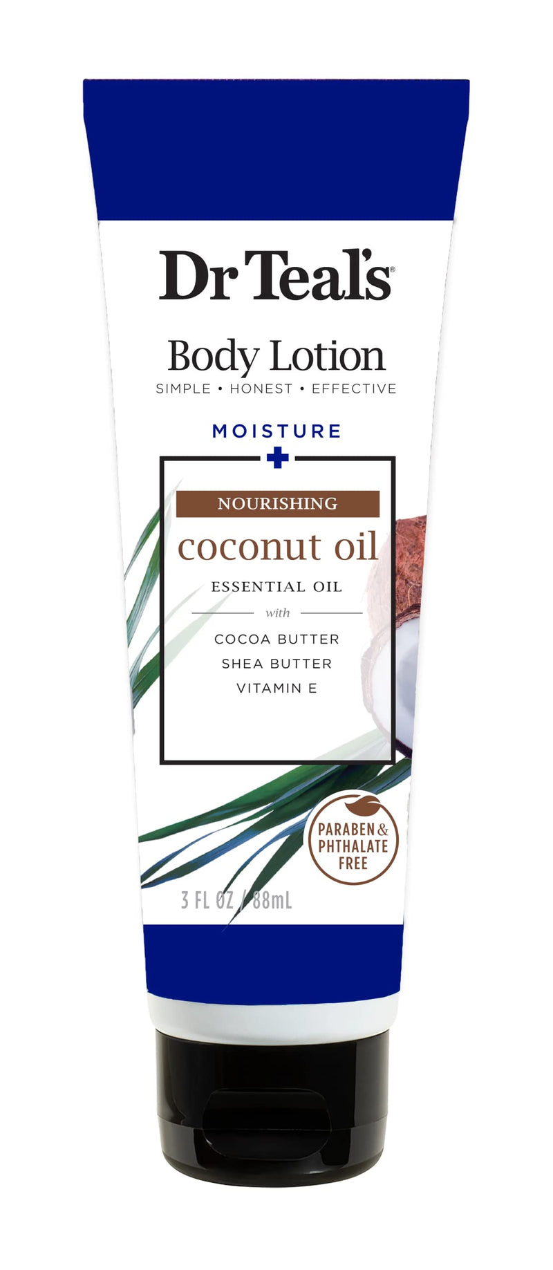 Dr Teal's Body Lotion Travel Size 3fl oz - Moisture + Nourishing Coconut Oil + Vitamin E