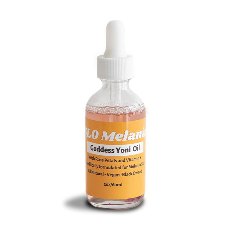[Australia] - Glo Melanin Yoni Oil Wash for Women pH Balance and Wetness, Vaginal Oil or Feminine Oil for Ingrown Hair with Rose Petals, Almond Oil, Vitamin E Jojoba Oil Herbal Blend for Yoni Care (2 oz / 60ml) 