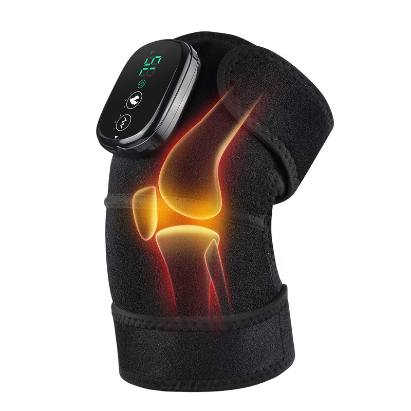 FSA Eligible Knee Massager with Heat and Vibration, Knee Heating Pad for Arthritis with Massage, Heated Knee Brace Wrap Black 1 pcs black 1.0