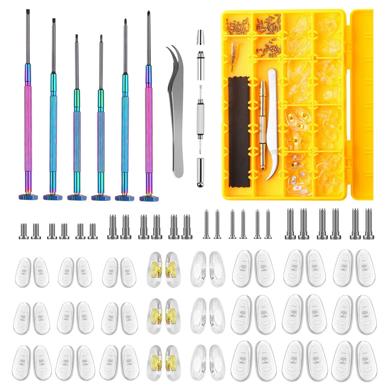 [Australia] - Eyeglass Nose Pads, 24 Pairs of Screw-in Glasses Nose Pads, Upgraded Magnetic Eyeglass Repair Kit with Precision Precision Screwdriver Set, Screws, Tweezer for Travel, Birthday Gift, Christmas 