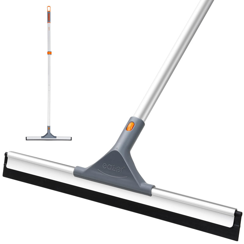 [Australia] - eazer Floor Squeegee Broom: Heavy Duty Scrubber with Extendable 50.3'' Aluminum Pole and Rubber Blade for Kitchen, Swimming Pool, Concrete Floors,Shower Tiles,Garages,Windows,Glass,Pet Hair Removal 