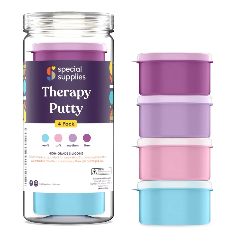 [Australia] - Special Supplies Therapy Putty for Kids and Adults - Resistive Hand Exercise Stress Relief Therapy Putty Kit, Set of 4 Strengths, Three Ounces of Each Putty 