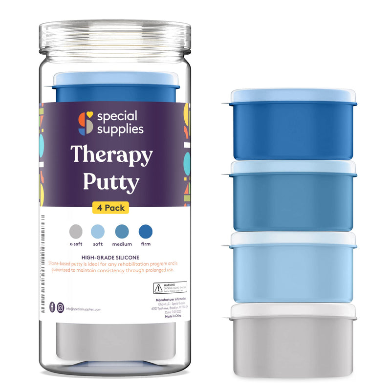 [Australia] - Special Supplies Therapy Putty for Kids and Adults - Resistive Hand Exercise Stress Relief Therapy Putty Kit, Set of 4 Strengths, Three Ounces of Each Putty 