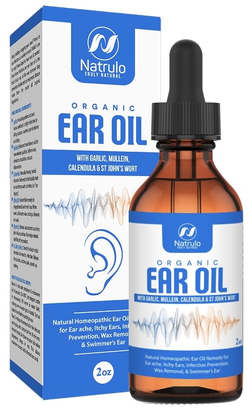 [Australia] - Organic Ear Oil for Ear Infection - Natural Eardrops for Earache Prevention, Swimmer's Ear & Wax Removal - Kids, Adults, Baby, & Dog Earache Remedy - with Mullein, Garlic, Calendula Made in USA (2 Oz) 