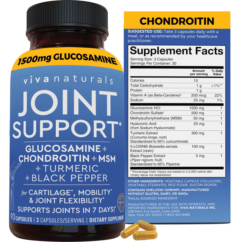 [Australia] - Glucosamine Chondroitin MSM Joint Support Supplement, 90 Capsules - with Turmeric, Black Pepper, Boswellia and Hyaluronic Acid - Joint Health Supplement for Mobility, Flexibility and Comfort 