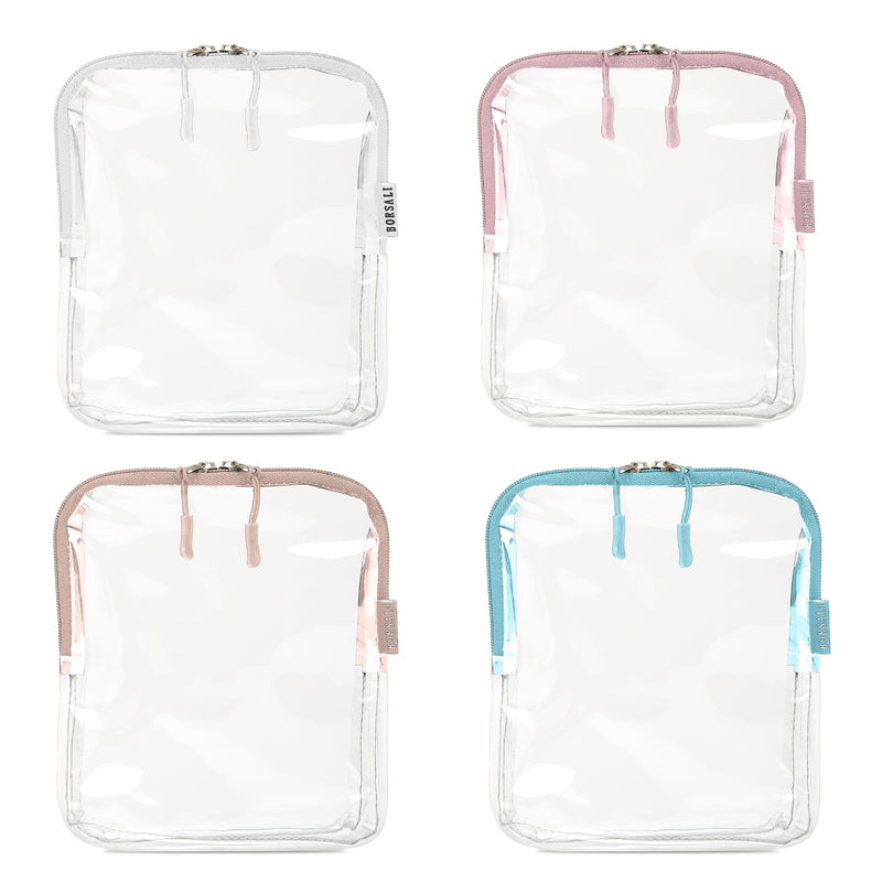 TSA-Approved Clear Toiletry Bag Set of Four Colors. Breeze Through Security, Access Items Fast and Organize Travel items by Color
