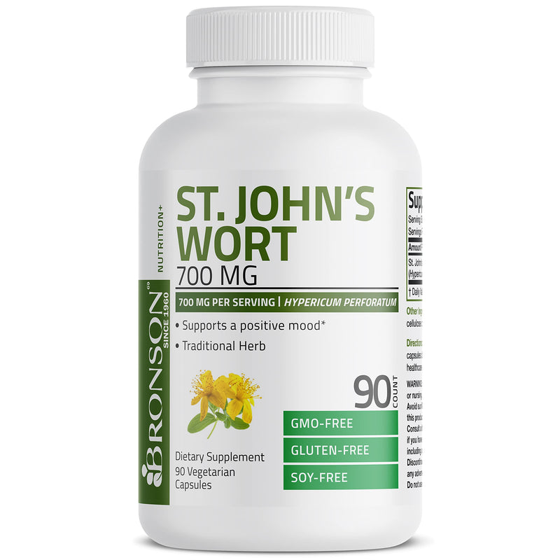 [Australia] - Bronson St. John's Wort 700 MG per Serving Hypericum Perforatum Supports a Positive Mood - Non-GMO, 90 Vegetarian Capsules 90 Count (Pack of 1) 