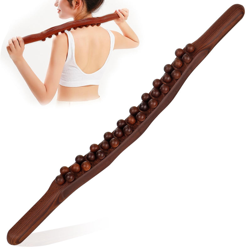 [Australia] - Guasha Wood Massage Stick Tools,31 Beads Back Massage Roller Stick,Lymphatic Drainage Massager for Body Shaping (31beads) 31beads 