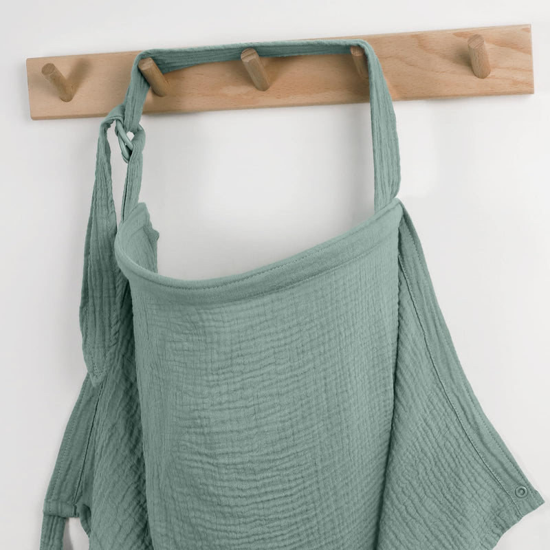 [Australia] - Blissful Diary Muslin Nursing Cover for Breastfeeding, Breathable Breastfeeding Cover up with Arch Neckline for Women, Nursing Apron (Roman Green) Roman Green 