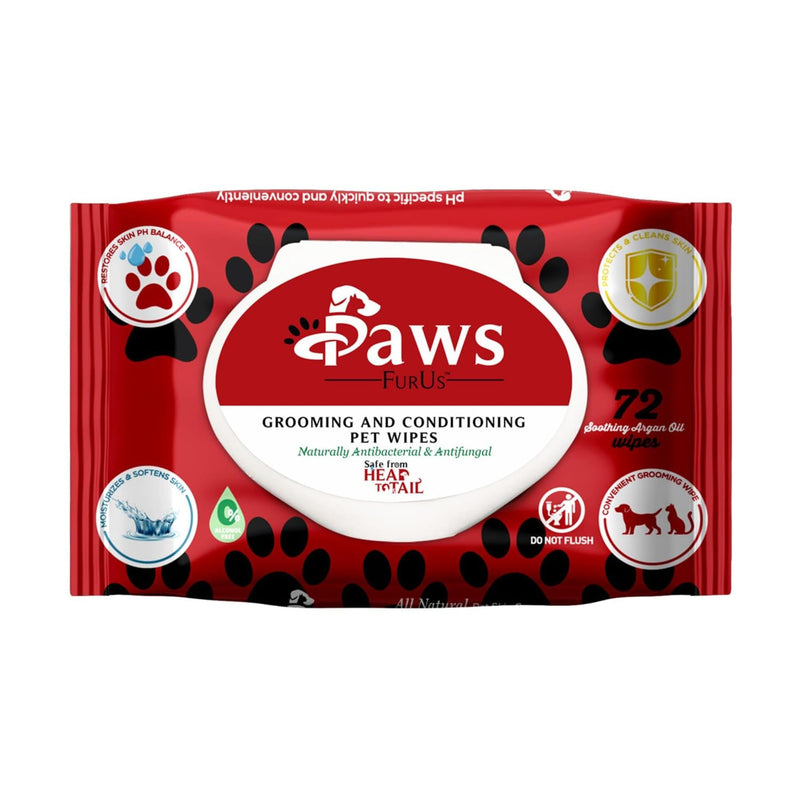 PawsFurUs® All-Natural Pet Wipes for Dogs & Cats - Doctor-Formulated for Total Pet Care with Antifungal & Antibacterial Protection, pH Balancing, Moisturizing, Deodorizing & Fast Itch Relief - 72ct. - PawsPlanet Australia