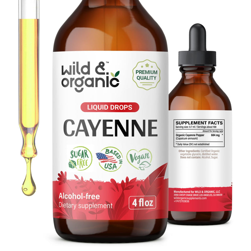 [Australia] - Wild & Organic Cayenne Pepper Tincture - Digestive Support with Capsaicin Extract - Cayenne Pepper Liquid Drops for Overall Well-Being - Vegan, Sugar & Alcohol-Free - 4 fl oz 4 Fl Oz (Pack of 1) 