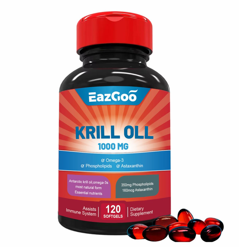 [Australia] - Antarctic Krill Oil 1000mg, Omega 3 Supplement，EPA, DHA, Phospholipids and Astaxanthin- 120 Softgels 120 Count (Pack of 1) 