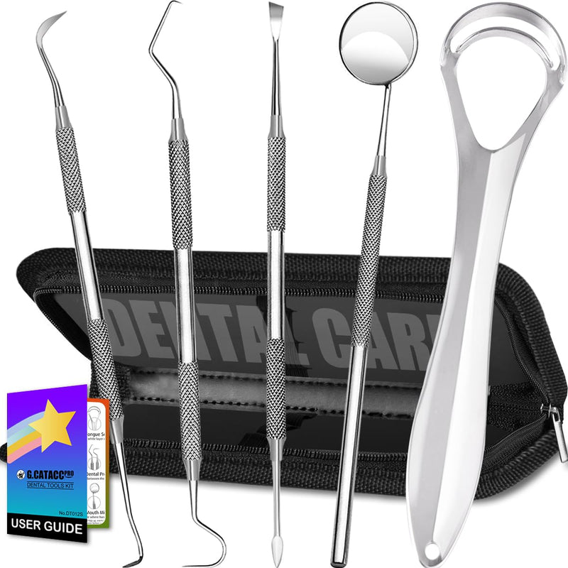 [Australia] - Dental Tools, Dental Pick, Dental Hygiene Kit, Oral Care Teeth Cleaning Tools Set, Stainless Steel Tooth Scraper Plaque Tartar Cleaner, Plaque Remover for Teeth - with Case 