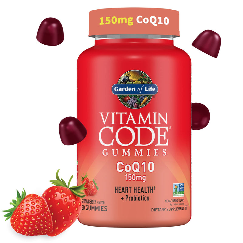 [Australia] - CoQ10 Gummies 150 mg, Coenzyme Q10 for Heart Health, Energy Production & Healthy Aging + Prebiotics & Probiotics for Digestion, Vitamin Code Non-GMO, Gluten-Free, 60 Strawberry Gummies, 30 Day Supply 60 Count (Pack of 1) 