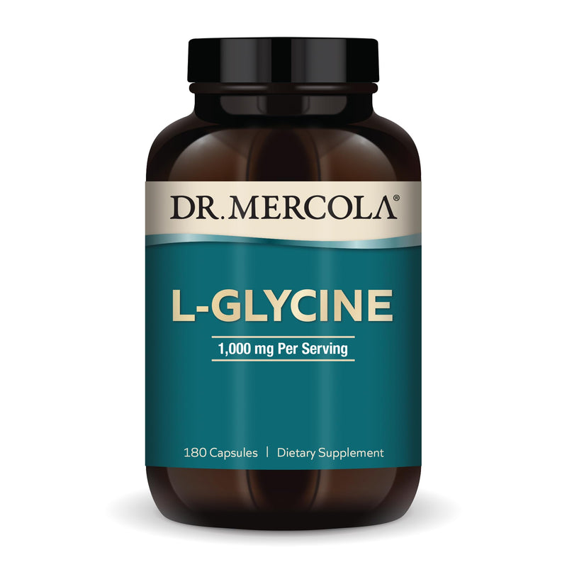 Dr. Mercola L-Glycine, Amino Acid, 180 Capsules (90 Servings) | Aids Production of Glutathione and Collagen, Supports Heart, Brain, Digestion, Metabolic, and Immune Health