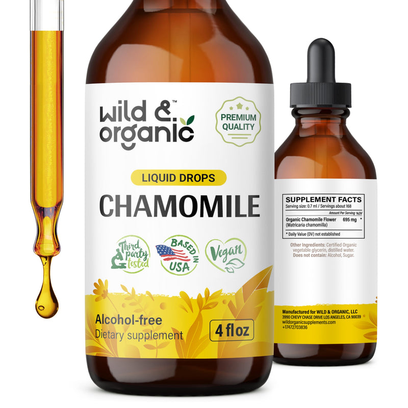 [Australia] - Chamomile Flower Supplement - Organic Chamomile Liquid Extract - Vegan, Alcohol Free Drops - 4 fl oz 4 Fl Oz (Pack of 1) 