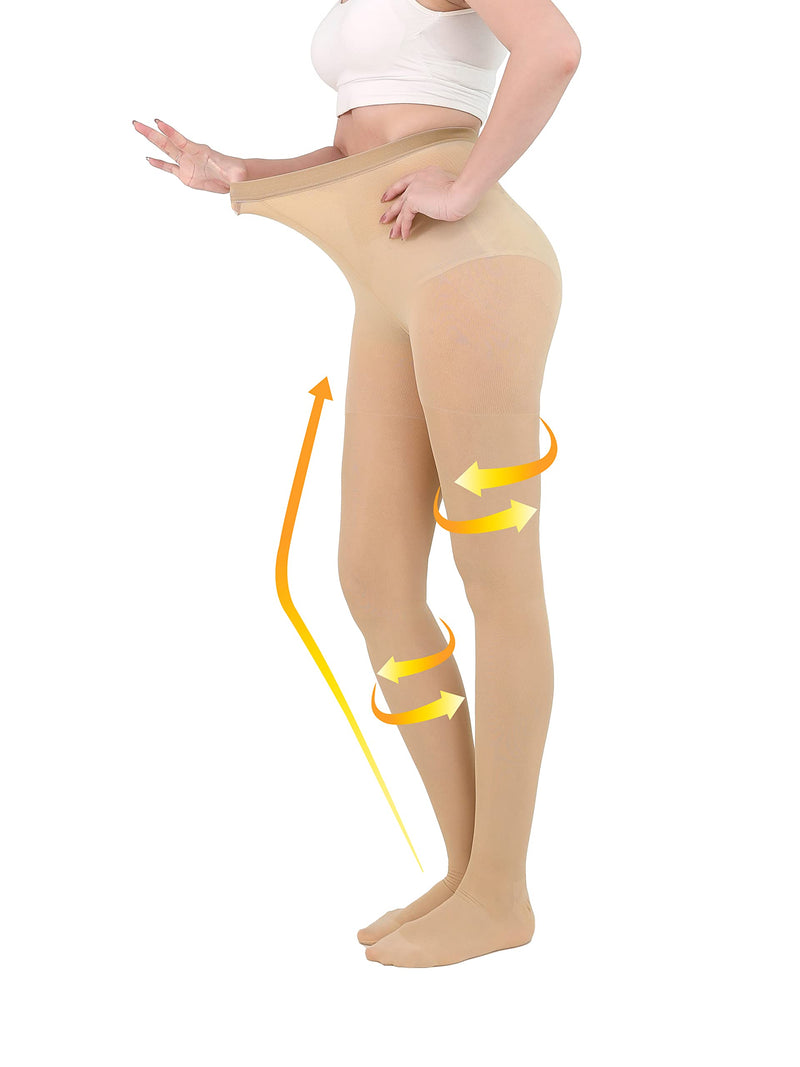 [Australia] - Sheer Compression Pantyhose for Women, Waist High 15-20 mmHg Graduated Compression Stocking, Closed Toe, Comfortable Support Hose for Ladies, Improve Circulation, Relief Swelling, Beige 3XL 3X-Large 15-20mmhg Close Toe Beige 