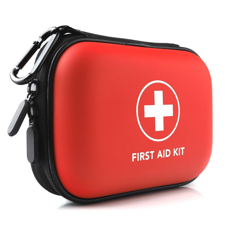 [Australia] - Mini First Aid Kit, 100 Pieces Water-Resistant Hard Shell Small Case - Perfect for Travel, Outdoor, Home, Office, Camping, Hiking, Car (Red) Red 
