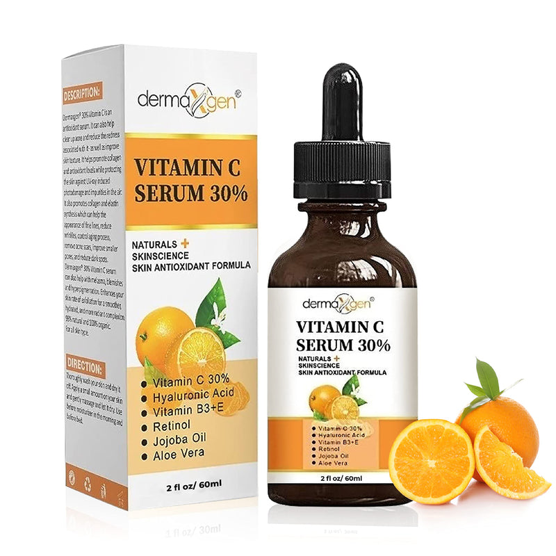30% Vitamin C Serum for Face, Hyaluronic Acid + Vitamin (B3 + E) + Jojoba + Aloe Vera- Natural & Organic Anti Wrinkle & Skin Rejuvenator Moisturizer Vitamin C for All Skin - (2 FL OZ) 2 Fl Oz (Pack of 1)