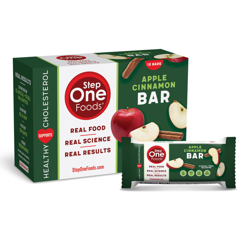 [Australia] - Step One Foods Apple Cinnamon Bars, Heart Healthy Snack Plant Sterols, Omega 3's and Dietary Fiber Gluten Free Vegan Granola Bar (12 Pack) 12 Count (Pack of 1) 
