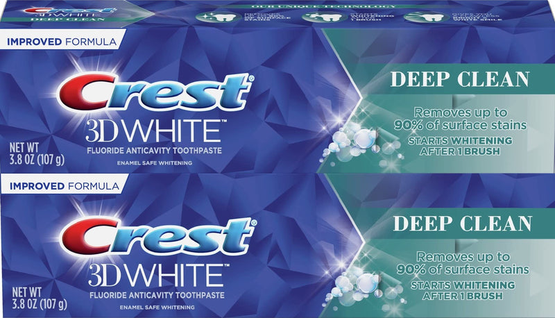 [Australia] - Crest 3D White Toothpaste, Deep Clean, Enamel Safe Whitening 3.8 oz (107g) - Pack of 2 
