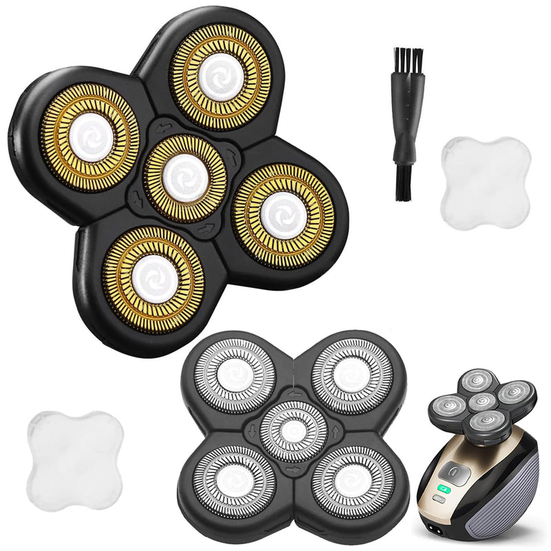 [Australia] - Universal 2PCS 5 Blades Head Shaver Replacement blades Compatible with Freedom Gold shaver and some brands. 5D Shaver Replacement Heads with Blade Cover and Cleaning Brush 