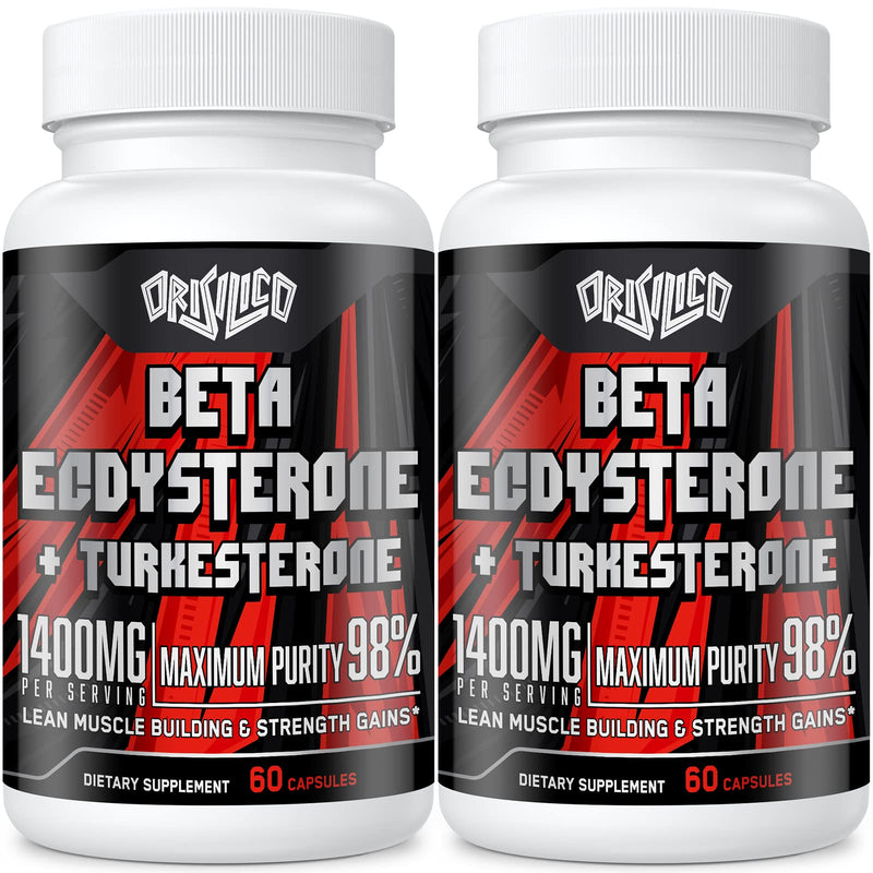 [Australia] - 1400mg Beta Ecdysterone and Turkesterone Supplements, Maximized 98% Beta Ecdysterone & 20% Turkesterone Extract for Muscle Mass,Strength, Protein Synthesis, 120 Capsules 60 Count (Pack of 2) 