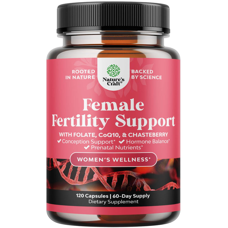 Female Fertility Supplement with Prenatal Multivitamins - Fertility Support with Prenatal Choline Inositol Folate Chasteberry and CoQ10 Fertility Blend for Women to Promote Conception - 120 Count 120 Count (Pack of 1)
