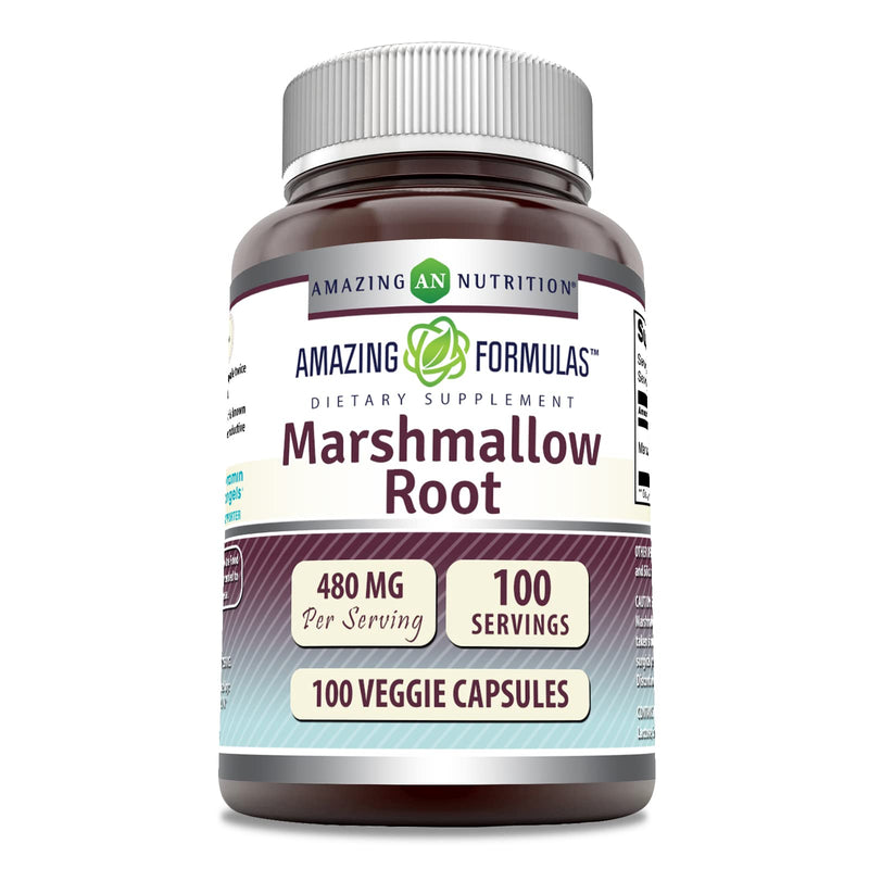 [Australia] - Amazing Formulas Marshmallow Root Supplement | 480 Mg Per Serving | 100 Veggie Capsules | Non-GMO | Gluten Free | Made in USA 