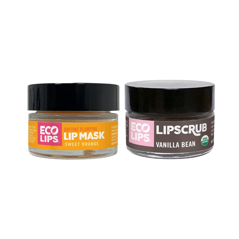 [Australia] - Eco Lips Daily Plumping Lip Mask with Hyaluronic Acid + Organic Vanilla Bean Sugar Lip Scrub 2-pack by Eco Lips 100% Natural. Made in USA Vanilla Bean Lip Scrub & Daytime Lip Mask 