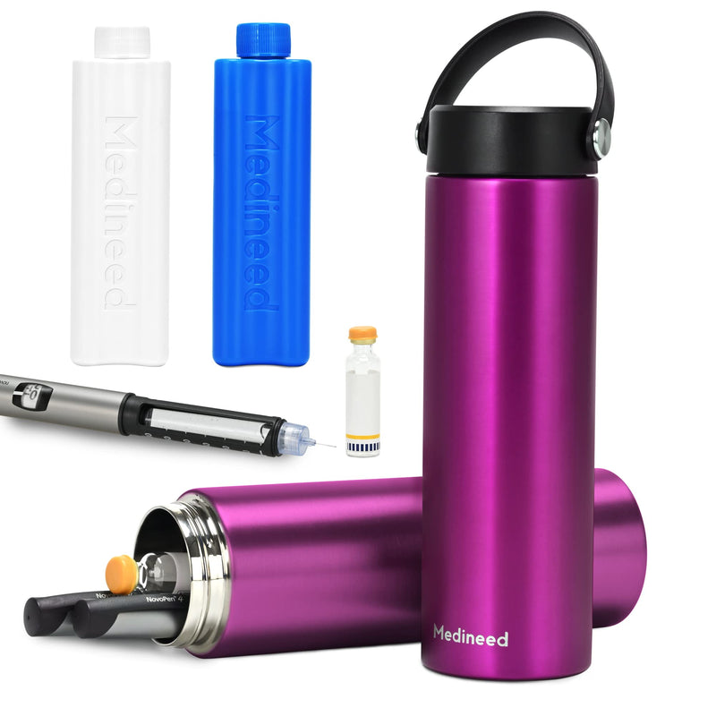 [Australia] - Insulin Cooler Travel Case, Diabetes Care Travel Medicine Organizer, 60H 3 Pens Medication Cooler for Travel Diabetes Travel Case, Travel Medicine Kit with Tsa Approved Ice Packs (Purple) Purple 