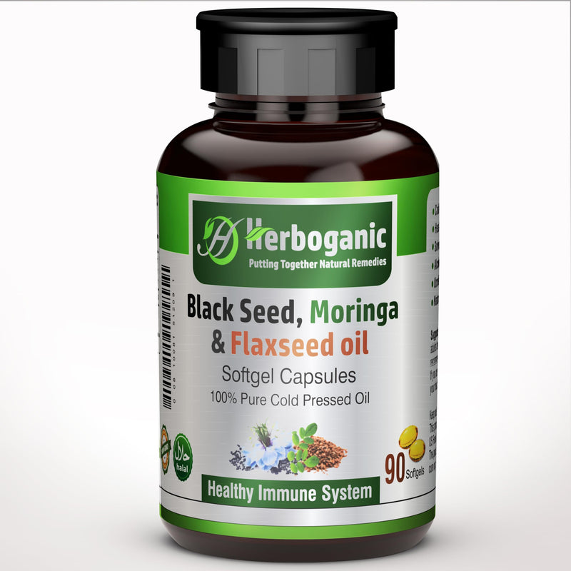[Australia] - Black Seed, Moringa and Flaxseed Oil Softgels Capsules - 90 Count - blended with other herbal products-Supports overall health wellness and immunity. Black-Seed-Moringa-Flaxseed 
