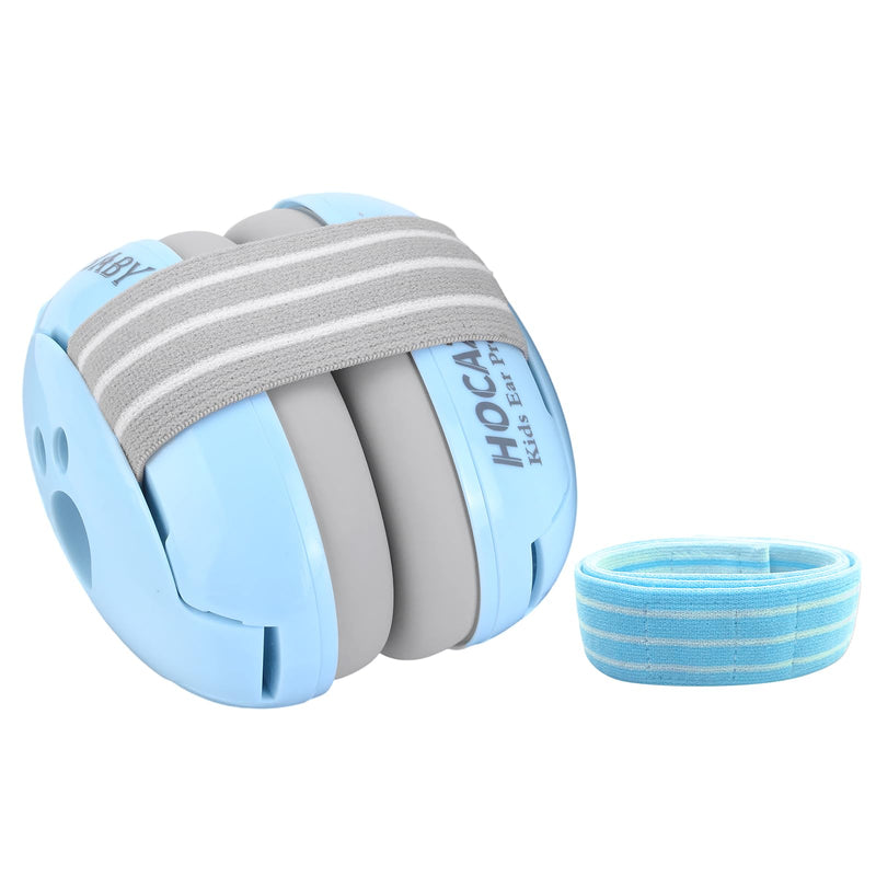 [Australia] - HZ001 Baby Hearing Protection - CE & CPC Certified for Babies up to 36 Months - with Replacement Headband Baby Earmuffs Ear Protection for Airplane, Firework Show - Pale Blue Light Blue 