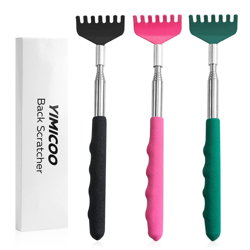 [Australia] - 3 Pack Extendable Back Scratcher, Stainless Steel Portable Telescoping Back Scratchers for Adults Men Women, with Rubber Handles 