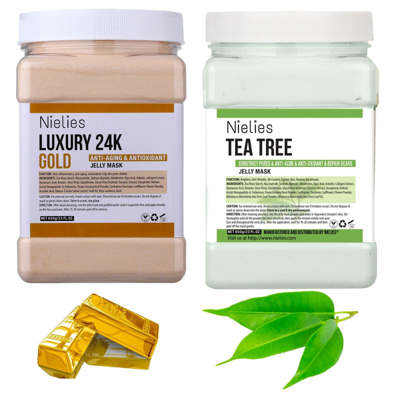 24K and Tea Tree Jelly Face Mask for Facials Hydrating, Anti-Aging & Nourishing| Professional Hydrojelly Masks | Vajacial Jelly Mask Powder